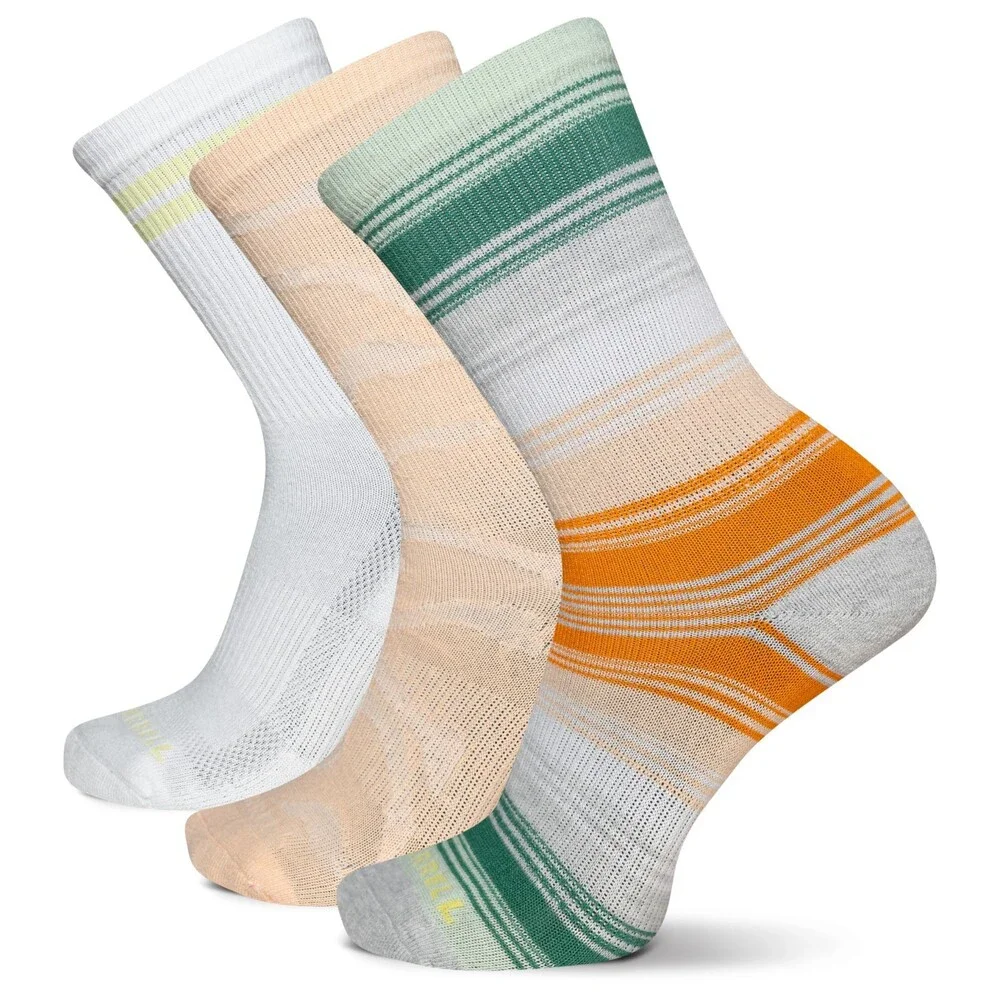 Merrell Everyday Crew Socks Unisex S/M Multicolor Striped Stretch 3-Pack KFC829